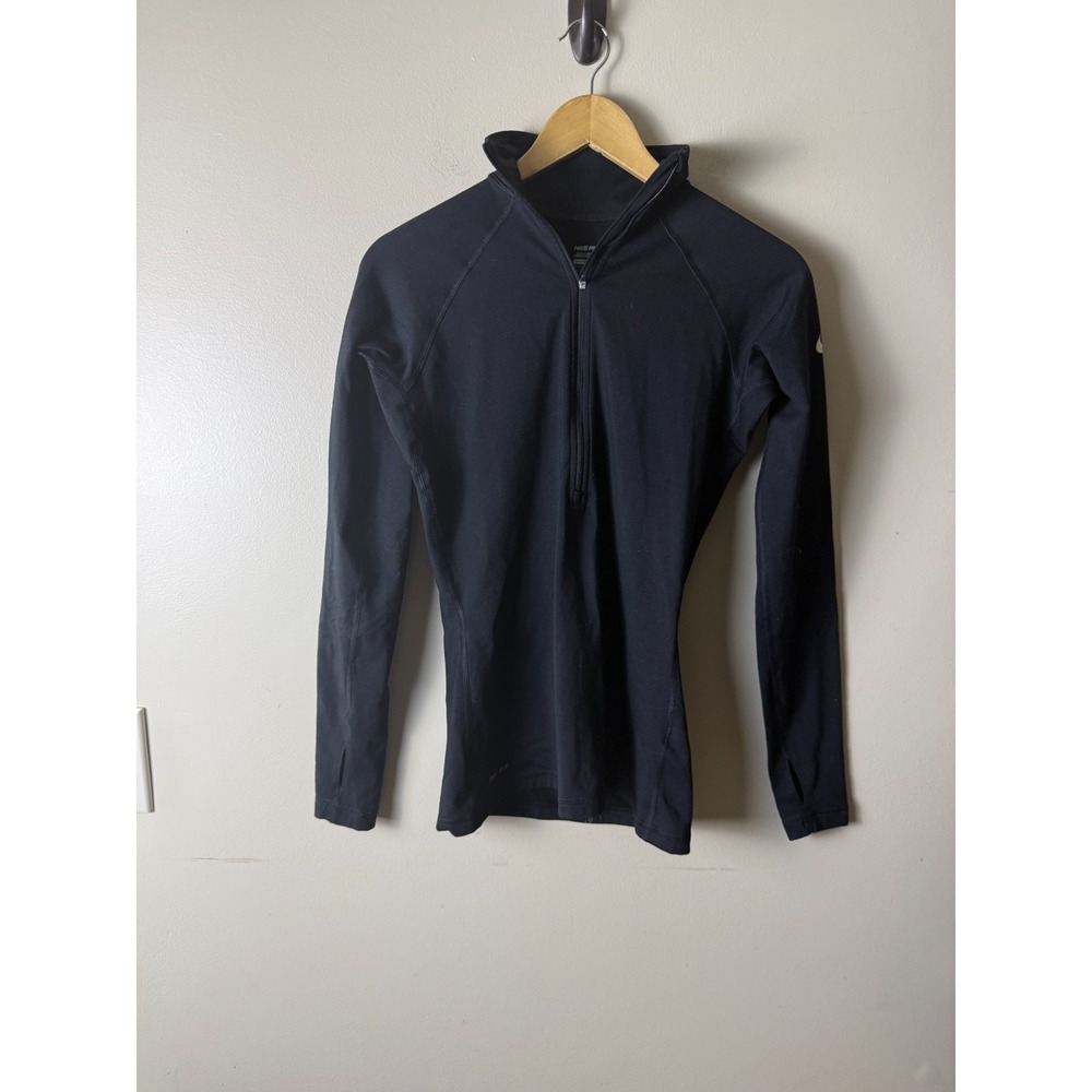 Nike Pro Dri-FIT Women's M Black Mock Neck 1/4 Zip Pullover Top